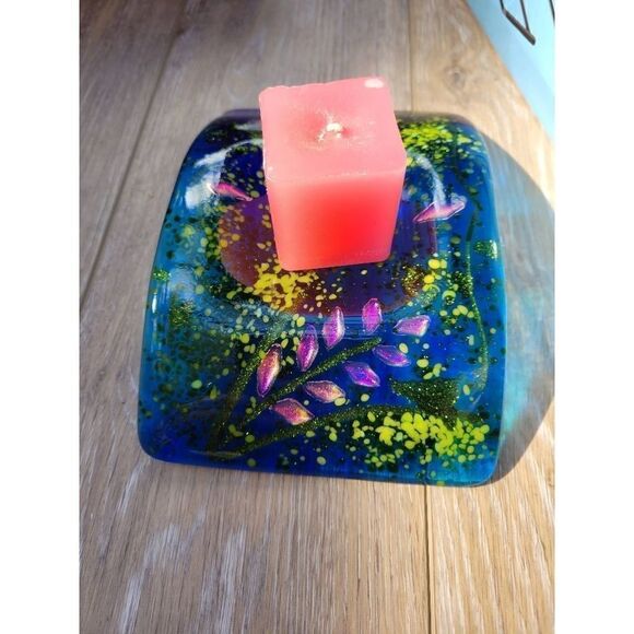 Laura Mendola BLUE GLASS SINGLE CANDLE HOLDER  made in Alaska - Picture 9 of 16